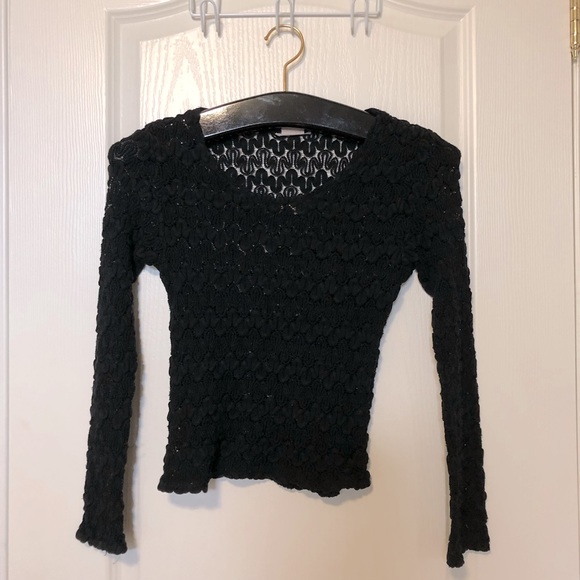 Small Black Crochet Long-sleeved Top - Picture 1 of 4